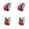 Service Caster 6'' Heavy Duty Red Poly on Cast Iron Caster Set 2 Swivel Locks 2 Rigid, 4PK CRAN-SCC-KP92S630-PUR-RS-BSL-2-R-2 - alternate 1